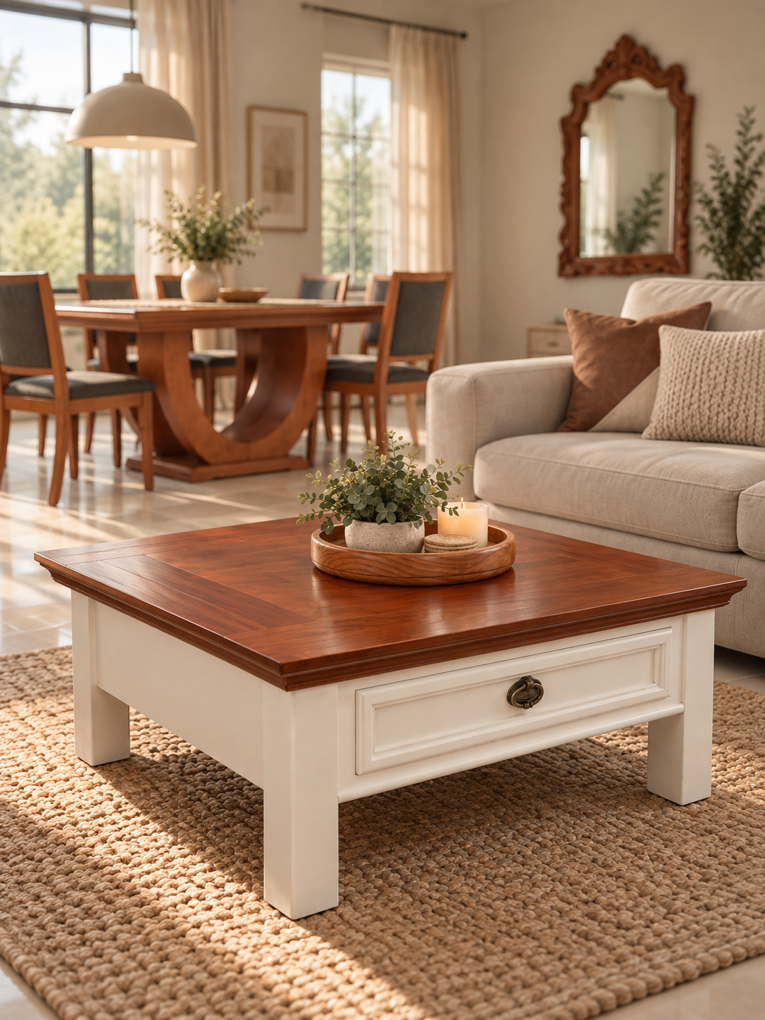 Sala de estar con muebles de madera de FM Muebles